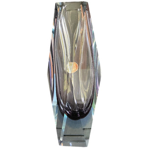 Faceted Art Sommerso Murano Glass Vase, design Alessandro Mandruzzato