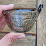 Kleine Murano Glass Schale, Blasenglas, grau