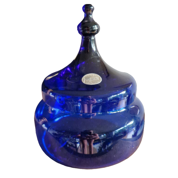 Magnor, Norwegen, Glas deckeldose, blau